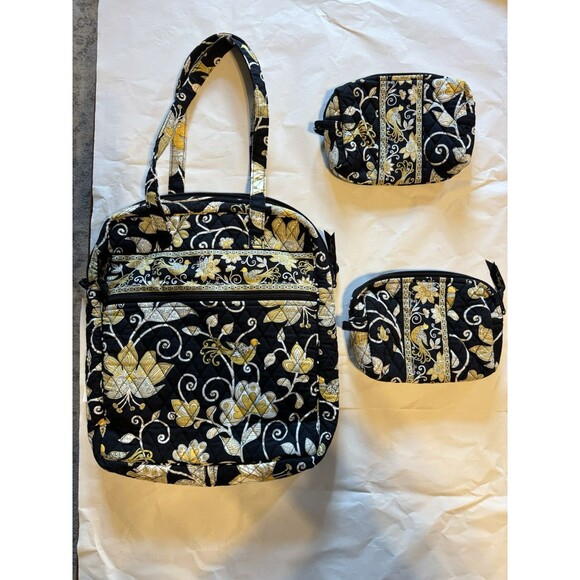 Vera Bradley Yellow Bird 15" Diaper Travel Tote Bag Laptop Case Retired 2 Extras - Picture 1 of 15